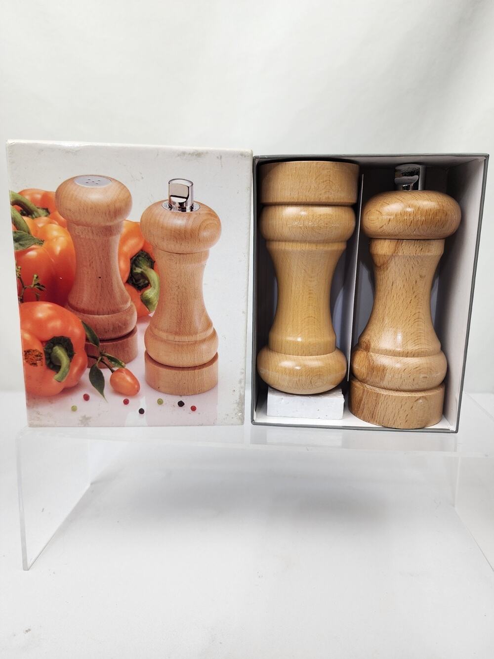Olde Thompson Salt & Pepper Mill Ginder 6" Shakers Natural Beechwood New In Box